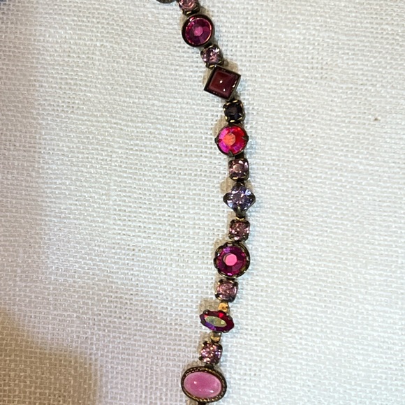 Vintage Sorrelli Pink Y Rhinestone Necklace - Picture 8 of 8